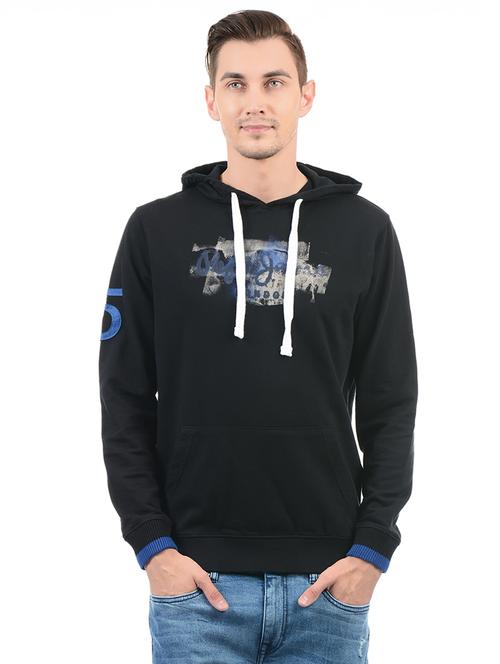 black cotton chest print sweatshirt - 14552461 - Very Small Image - 1