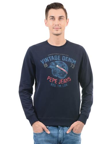 dark blue cotton chest print sweatshirt - 14552464 - Very Small Image - 1