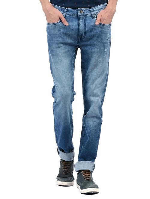 blue cotton blend washed jeans - 14552468 - Very Small Image - 1