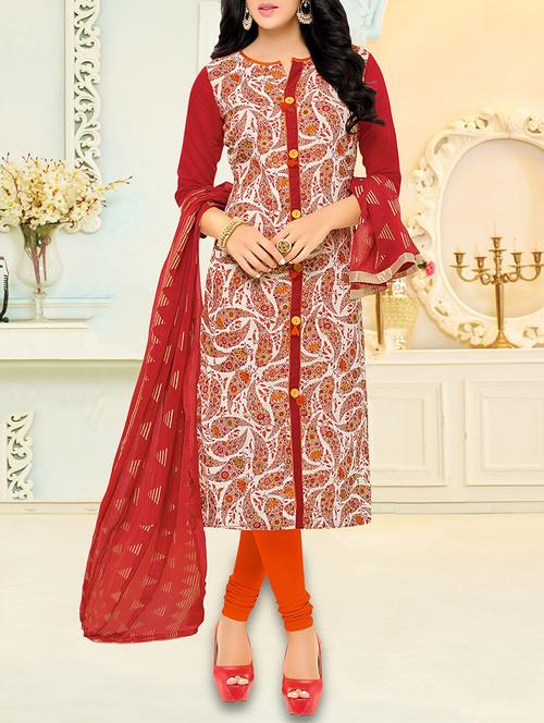 multicolour chanderi cotton unstitched dress material - 14552794 - Standard Image - 1