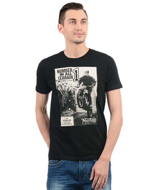 black cotton front print tshirt - 14553111 - Very Small Image - 1