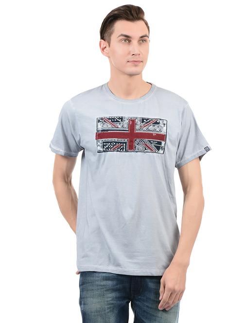 grey cotton chest print tshirt - 14553134 - Very Small Image - 1