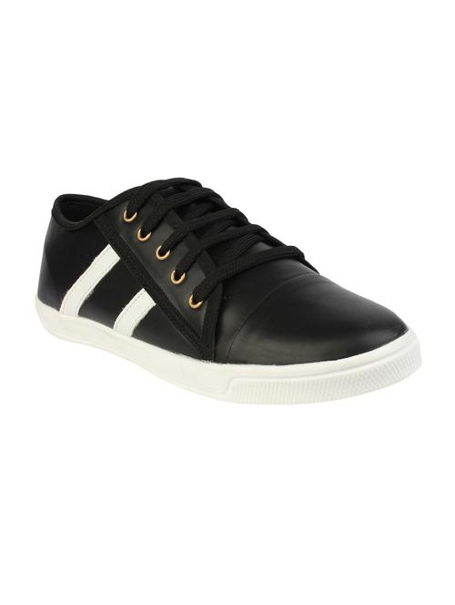 black leatherette lace up sneaker - 14553333 - Very Small Image - 1