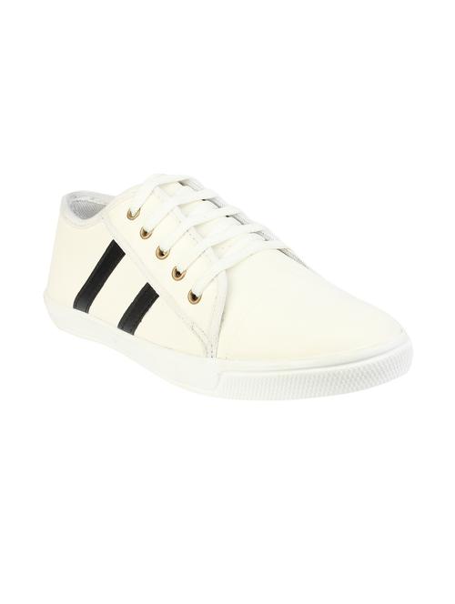 white leatherette lace up sneaker - 14553334 - Very Small Image - 1
