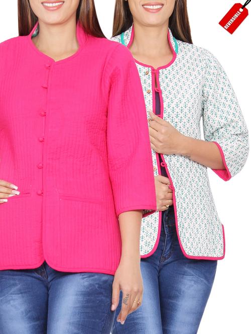 pink cotton reversible jacket - 14553485 - Very Small Image - 1