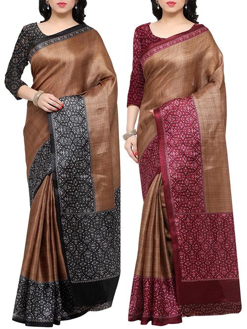 multi colored tussar silk combo saree with blouse - 14553707 - Standard Image - 1