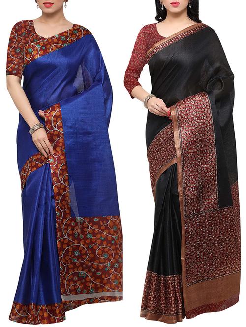multi colored tussar silk combo saree with blouse - 14553746 - Standard Image - 1