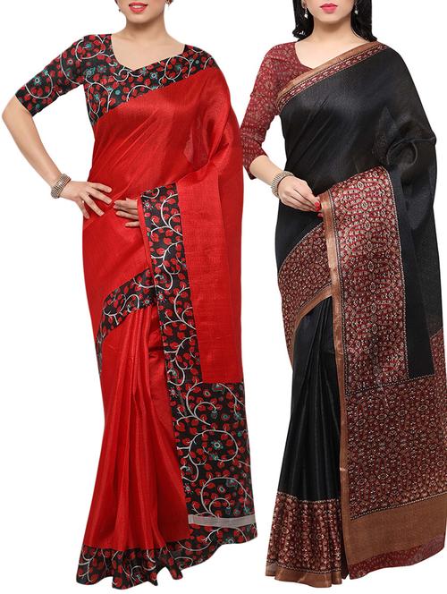 multi colored tussar silk combo saree with blouse - 14553747 - Standard Image - 1