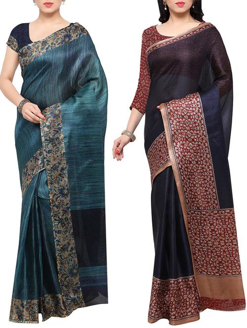 multi colored tussar silk combo saree with blouse - 14553760 - Standard Image - 1