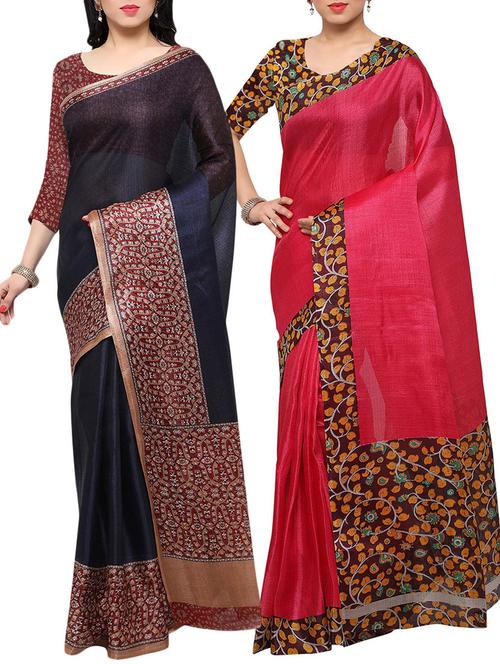 multi colored tussar silk combo saree with blouse - 14553761 - Standard Image - 1