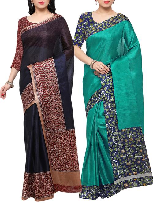 multi colored tussar silk combo saree with blouse - 14553762 - Standard Image - 1