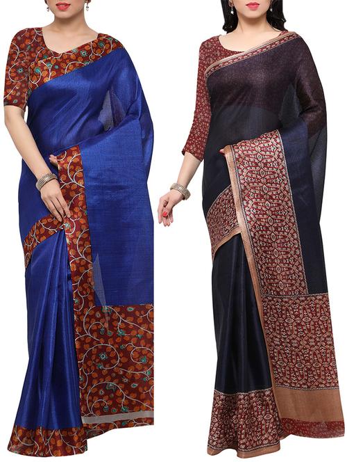 multi colored tussar silk combo saree with blouse - 14553763 - Standard Image - 1