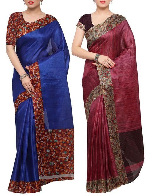 multi colored tussar silk combo saree with blouse - 14553774 - Standard Image - 1