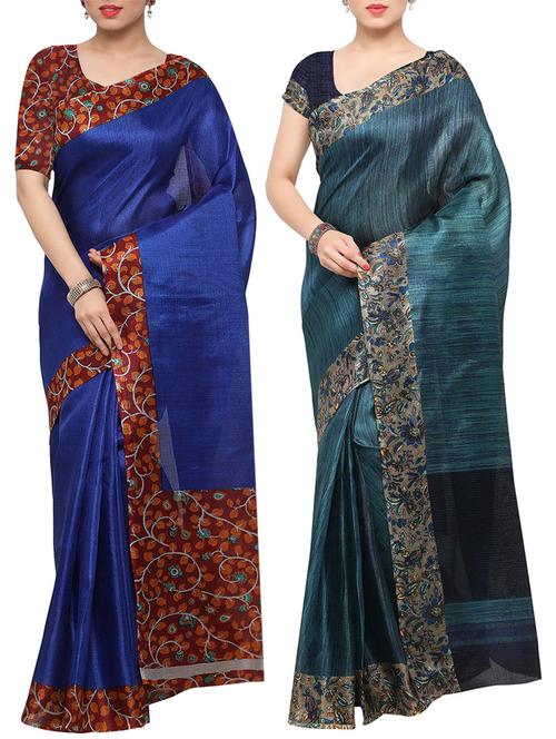 multi colored tussar silk combo saree with blouse - 14553779 - Standard Image - 1