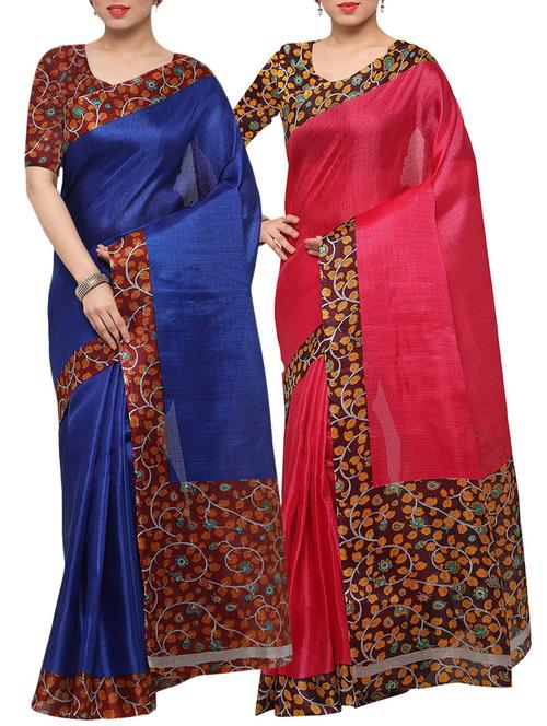 multi colored tussar silk combo saree with blouse - 14553782 - Standard Image - 1