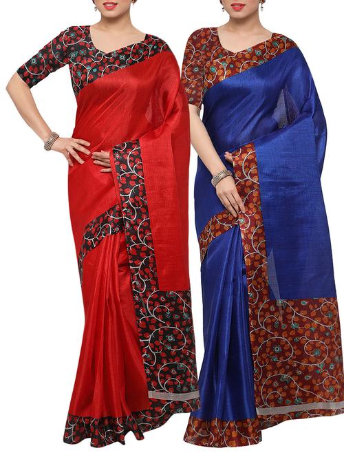multi colored tussar silk combo saree with blouse - 14553786 - Standard Image - 1