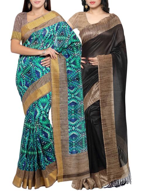 multi colored tussar silk combo saree with blouse - 14553831 - Standard Image - 1
