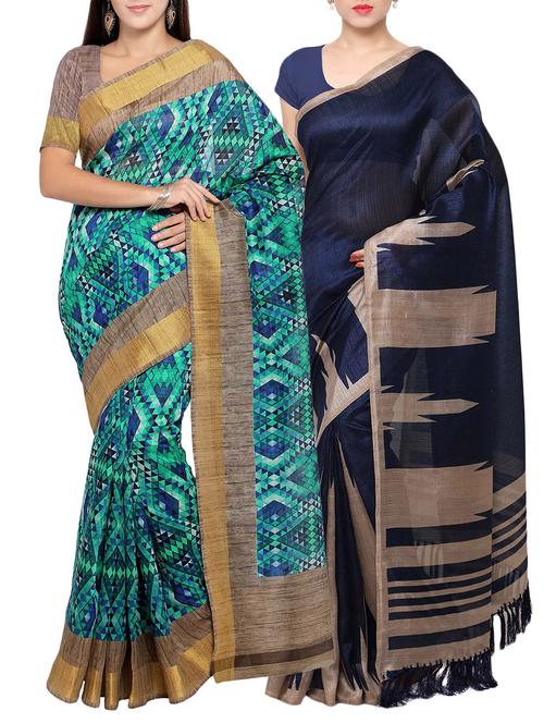 multi colored tussar silk combo saree with blouse - 14553846 - Standard Image - 1