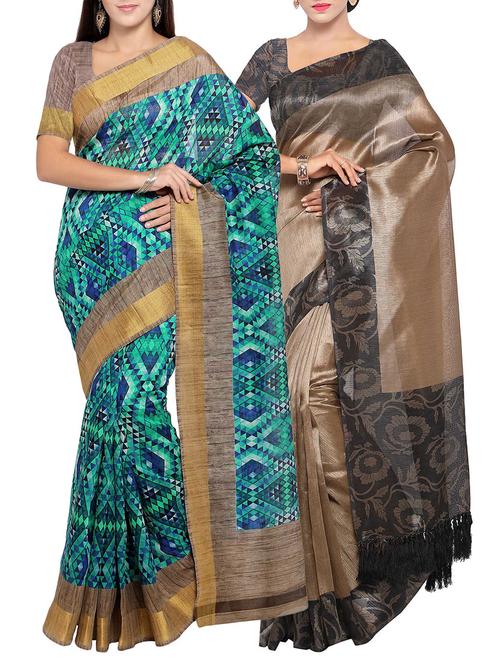 multi colored tussar silk combo saree with blouse - 14553851 - Standard Image - 1