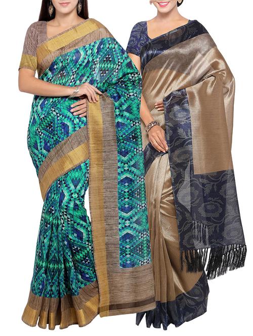 multi colored tussar silk combo saree with blouse - 14553853 - Standard Image - 1