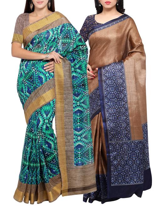 multi colored tussar silk combo saree with blouse - 14553859 - Standard Image - 1