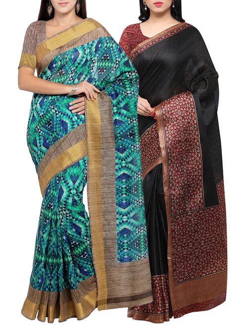 multi colored tussar silk combo saree with blouse - 14553862 - Standard Image - 1