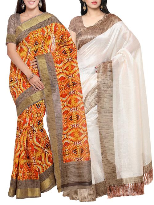 multi colored tussar silk combo saree with blouse - 14553872 - Standard Image - 1