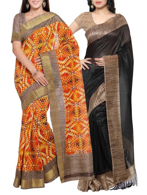 multi colored tussar silk combo saree with blouse - 14553873 - Standard Image - 1