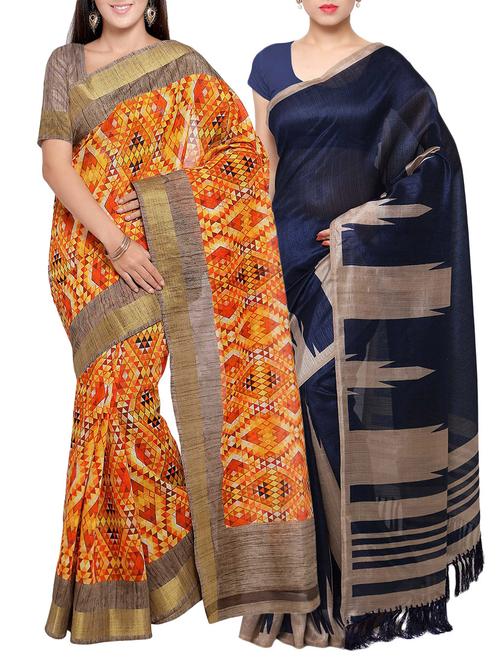 multi colored tussar silk combo saree with blouse - 14553888 - Standard Image - 1