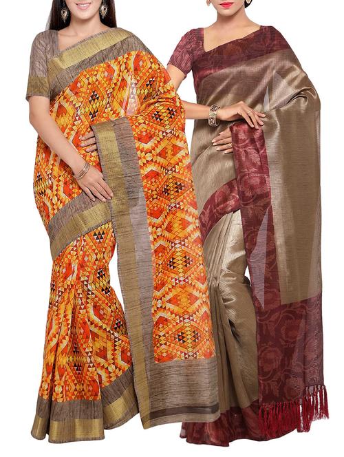 multi colored tussar silk combo saree with blouse - 14553892 - Standard Image - 1