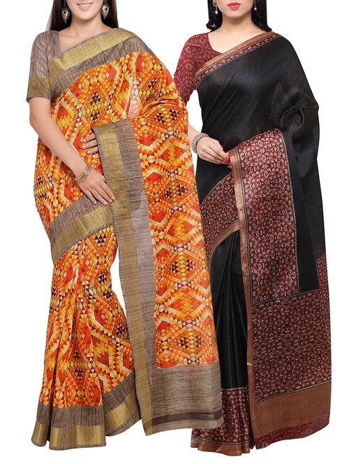 multi colored tussar silk combo saree with blouse - 14553904 - Standard Image - 1