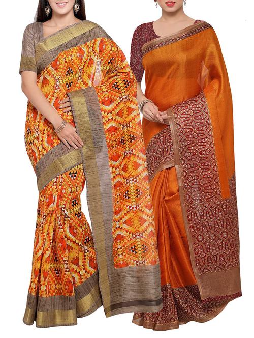 multi colored tussar silk combo saree with blouse - 14553907 - Standard Image - 1