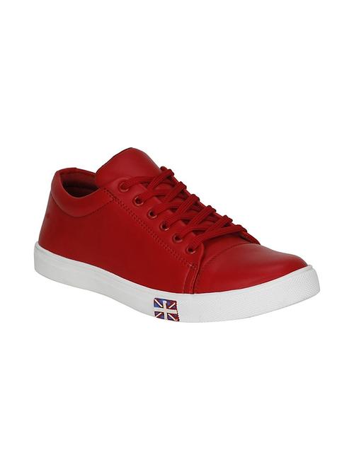 red leatherette lace up sneaker - 14554229 - Very Small Image - 1