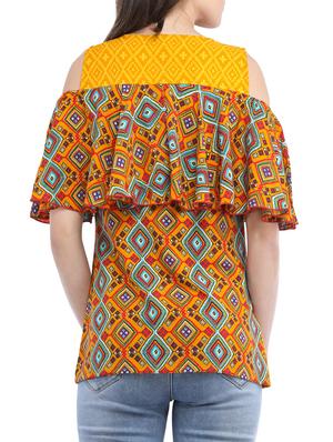 ruffled cold shoulder top - 14554251 - Standard Image - 3