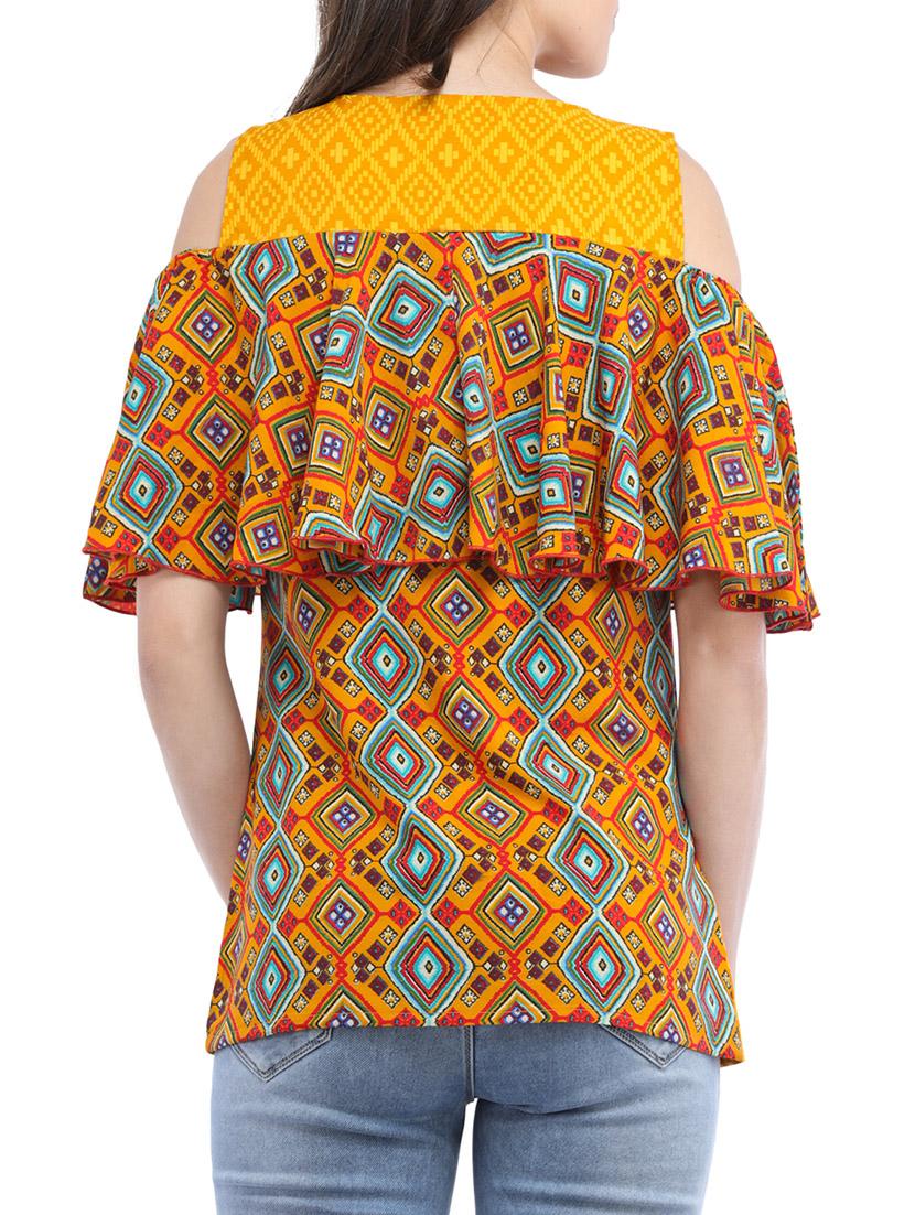 ruffled cold shoulder top - 14554251 - Zoom Image - 3