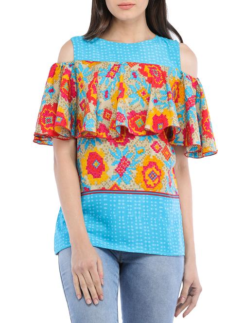 cold shoulder ruffled top - 14554252 - Standard Image - 1