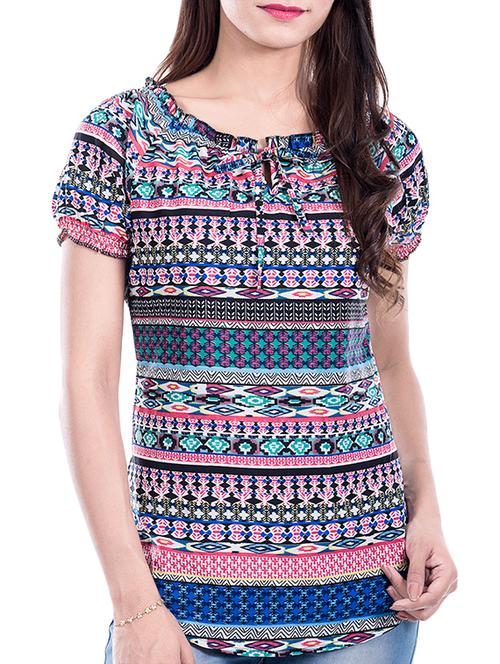 blue printed crepe top - 14554312 - Standard Image - 1