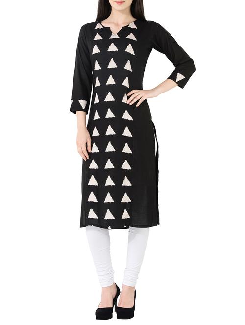 black rayon straight kurta - 14554375 - Very Small Image - 1