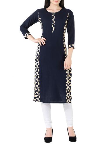 blue cotton straight kurta - 14554377 - Very Small Image - 1