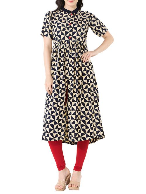 multicolored rayon flared kurta - 14554381 - Very Small Image - 1