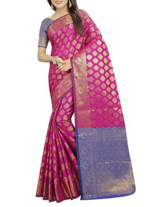 pink banarasi saree with blouse - 14554604 - Very Small Image - 1