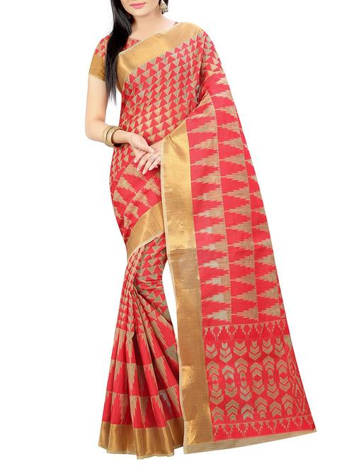 red art silk woven saree with blouse - 14554614 - Very Small Image - 1
