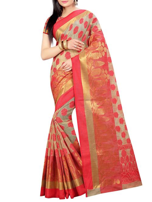 red art silk woven saree with blouse - 14554618 - Very Small Image - 1