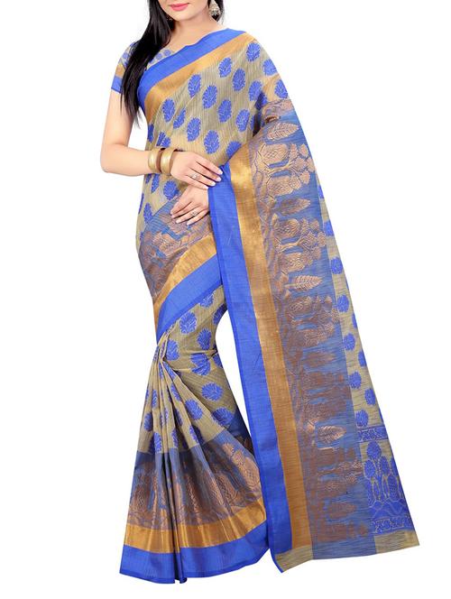 blue art silk woven saree with blouse - 14554619 - Very Small Image - 1