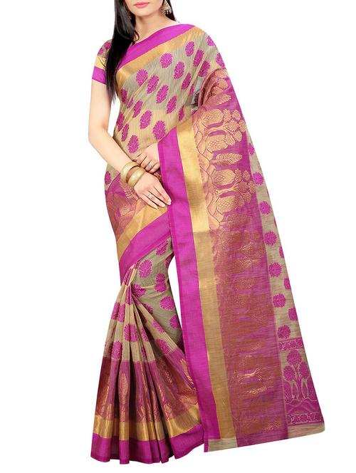 pink art silk woven saree with blouse - 14554620 - Very Small Image - 1