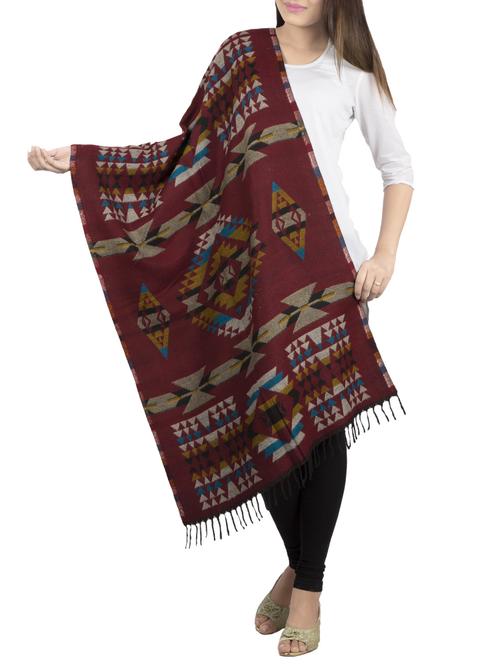 red printed acrylic shawl - 14554941 - Very Small Image - 1
