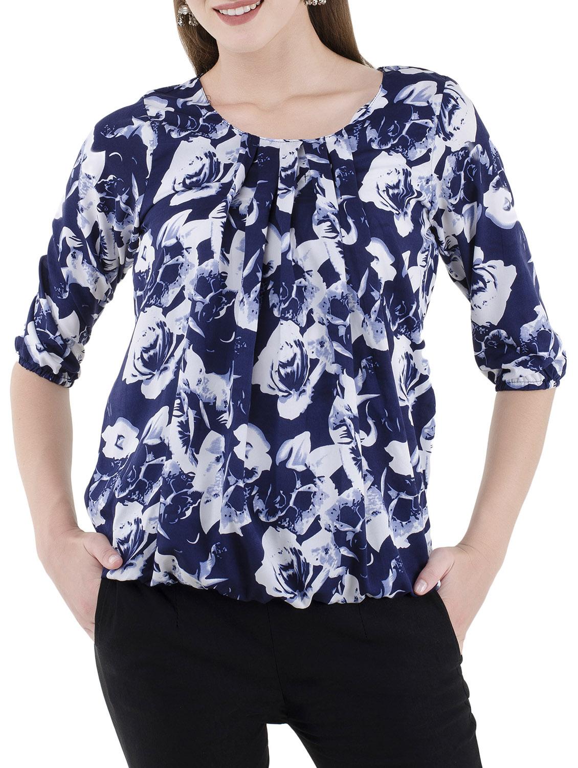 floral pleated blouson top - 14555197 - Zoom Image - 1