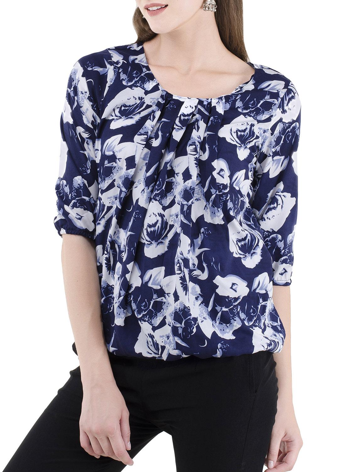 floral pleated blouson top - 14555197 - Zoom Image - 2