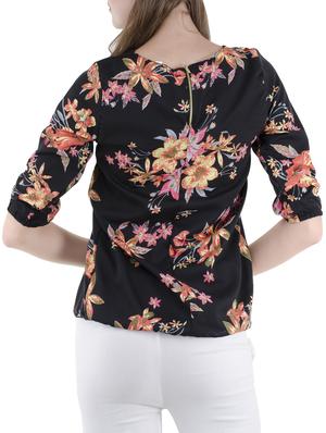 floral pleated blouson top - 14555198 - Standard Image - 3
