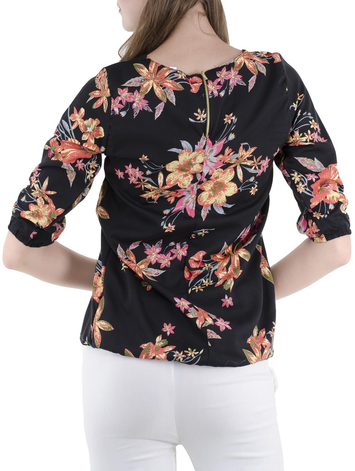 floral pleated blouson top - 14555198 - Zoom Image - 3